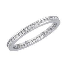 White Gold Channel Set Round Diamond Eternity Band 1/4ctw