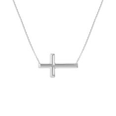 White Gold Cross Adjustable Necklace
