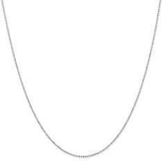 White Gold Solid Diamond-Cut Beaded Pendant Chain Necklace | 1.2mm | 24 Inches
