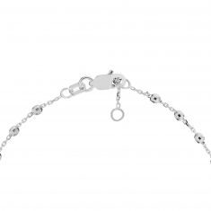 White Gold Solid Diamond-Cut Beaded Station Chain Bracelet | 7.5 Inches