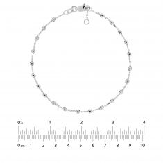 White Gold Solid Diamond-Cut Beaded Station Chain Bracelet | 7.5 Inches