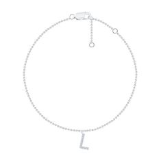 White Gold Diamond Accent Initial L Bracelet