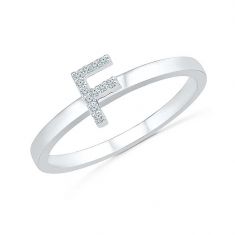 White Gold Diamond Accent Letter T Initial Ring REEDS Jewelers