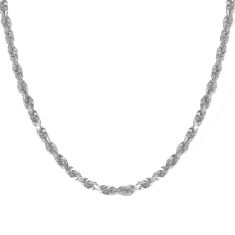 Sterling Silver Diamond-Cut Rope Chain Necklace 5mm, 22 Inches