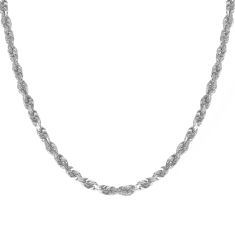 Sterling Silver Diamond Cut Rope Chain Necklace 5mm 22 Inches