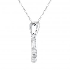 White Gold Diamond Fleur-de-Lis Pendant Necklace 1/10ctw