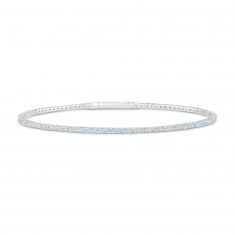 REEDS Flexible 1 1/2ctw Diamond White Gold Bangle Bracelet