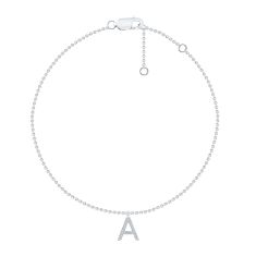 White Gold Diamond Initial A Bracelet 1/20ctw