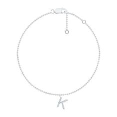 White Gold Diamond Initial K Bracelet 1/20ctw