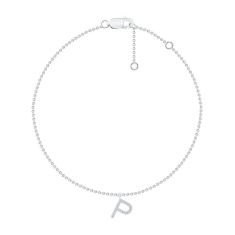 White Gold Diamond Initial P Bracelet 1/20ctw