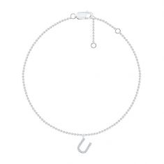 White Gold Diamond Initial U Bracelet 1/20ctw