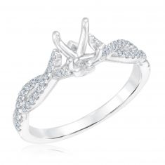 1/4ctw Diamond Twist Mounting White Gold Engagement Ring Setting