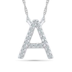 White Gold Diamond Uppercase Initial A Pendant 1/20ctw White Gold Diamond Uppercase Initial A Pendant 1/20ctw