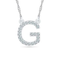 White Gold Diamond Uppercase Initial G Pendant 1/15ctw White Gold Diamond Uppercase Initial G Pendant 1/15ctw