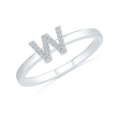 White Gold Diamond Letter W Initial Ring 1/20ctw - Size 6.5 | REEDS ...
