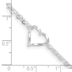 White Gold Double Strand Heart Anklet