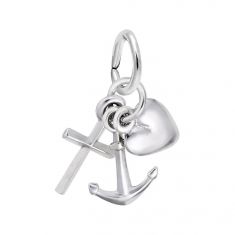 White Gold Faith, Hope, Charity Movable 3D Charm
