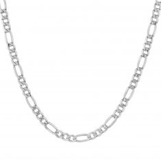 White Gold Solid Figaro Chain Necklace | 3.2mm