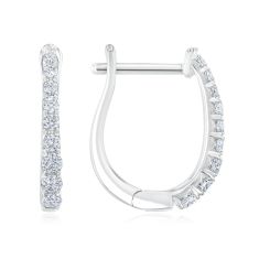 White Gold Graduated Diamond Huggie Hoop Earrings 1/4ctw