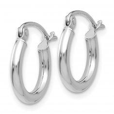 White Gold Lightweight Tube Hoop Earrings, 13x2mm