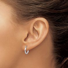 White Gold Lightweight Tube Hoop Earrings, 13x2mm