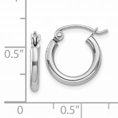 White Gold Lightweight Tube Hoop Earrings, 13x2mm
