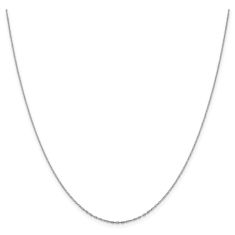 White Gold Solid Open Long Link Cable Chain Necklace | 1mm | 20 Inches