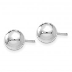 White Gold Polished Ball Stud Earrings | 7mm