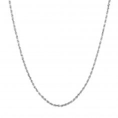 White Gold Diamond-Cut Rope Chain Necklace | 3mm | 22 Inches