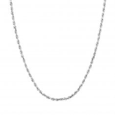 White Gold Rope Chain Necklace 4mm, 24 Inches