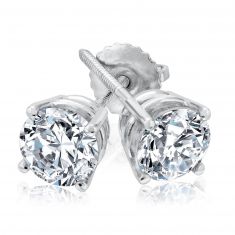 1 1/2ctw Round Diamond Solitaire White Gold Stud Earrings - Classic