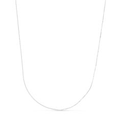 White Gold Solid Adjustable Classic Box Chain Necklace 0.68mm