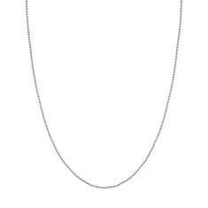 White Gold Solid Bead Chain Necklace | 1.5mm