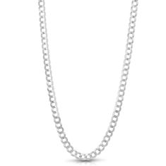 White Gold Solid Comfort Curb Chain Necklace | 5.7mm