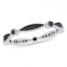 White Gold Vintage-Inspired Treated Black Diamond Band 1/4ctw