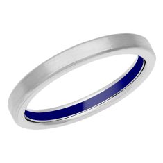 White Gold with Blue Ceramic Interior Wedding Band | 3mm | Men's