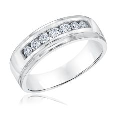 1/2ctw Diamond White Gold Channel Set Band | Men's