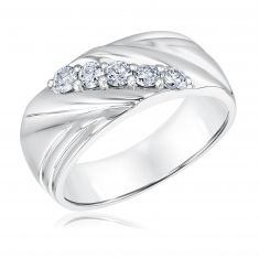 1/2ctw Round Diamond White Gold Band | Men's