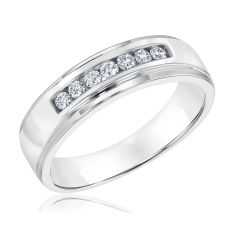 1/4ctw Diamond White Gold Channel Set Band | Men's