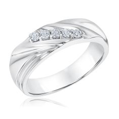 1/4ctw Round Diamond White Gold Band | Men's