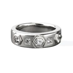 Lolovivi Created White Sapphire Hexagon Sterling Silver Band - Size 7