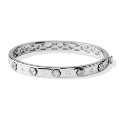 Lolovivi Created White Sapphire Hexagon Sterling Silver Bangle Bracelet