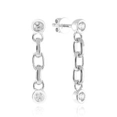 Lolovivi Created White Sapphire Sterling Silver Chain Link Earrings