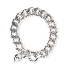 Lolovivi Created White Sapphire Sterling Silver Curb Chain Bracelet