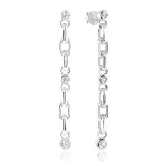 Lolovivi Created White Sapphire Sterling Silver Long Chain Link Earrings