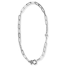 Lolovivi Created White Sapphire Sterling Silver Paperclip Link Necklace