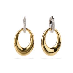 Lolovivi Created White Sapphire Two-Tone Sterling Silver and Yellow Gold Door Knocker Earrings