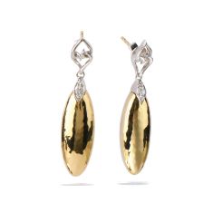 Lolovivi Created White Sapphire Two-Tone Sterling Silver and Yellow Gold Drop Earrings