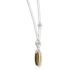 Lolovivi Created White Sapphire Two-Tone Sterling Silver and Yellow Gold Pendant Necklace