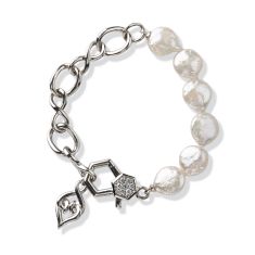 Lolovivi Pearl and Sterling Silver Link Bracelet